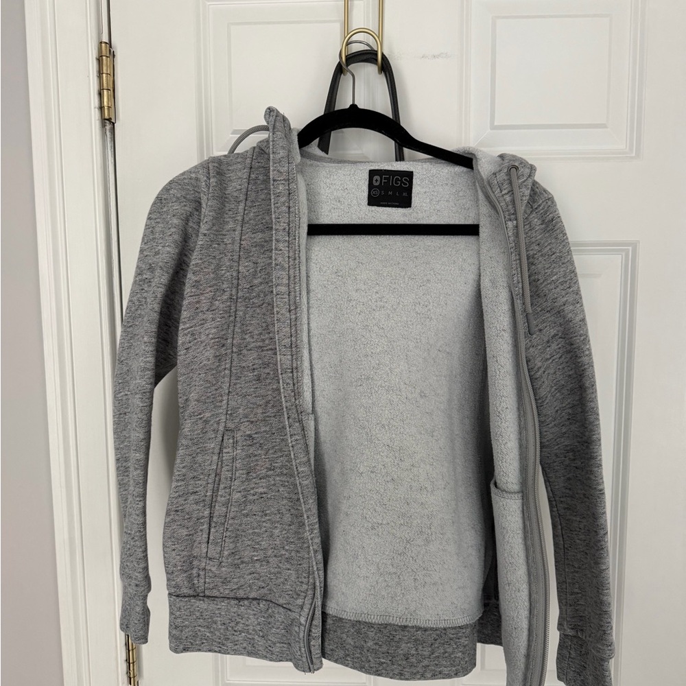 Figs Light Gray Fleece Jacket